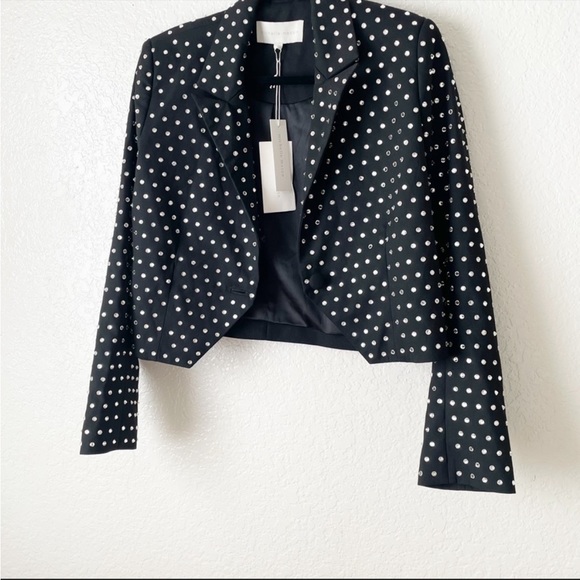 NEW MICHELLE MASON REVOLVE Cropped Crystal
Embellished Crepe Tuxedo Jacket Black - Picture 6 of 12